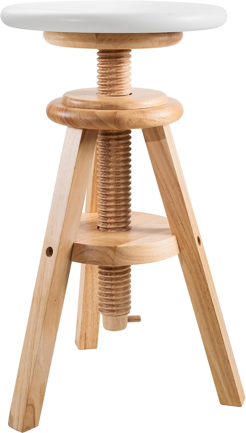 Swivel Solid Wood Adjustable Bar Stool, Natural