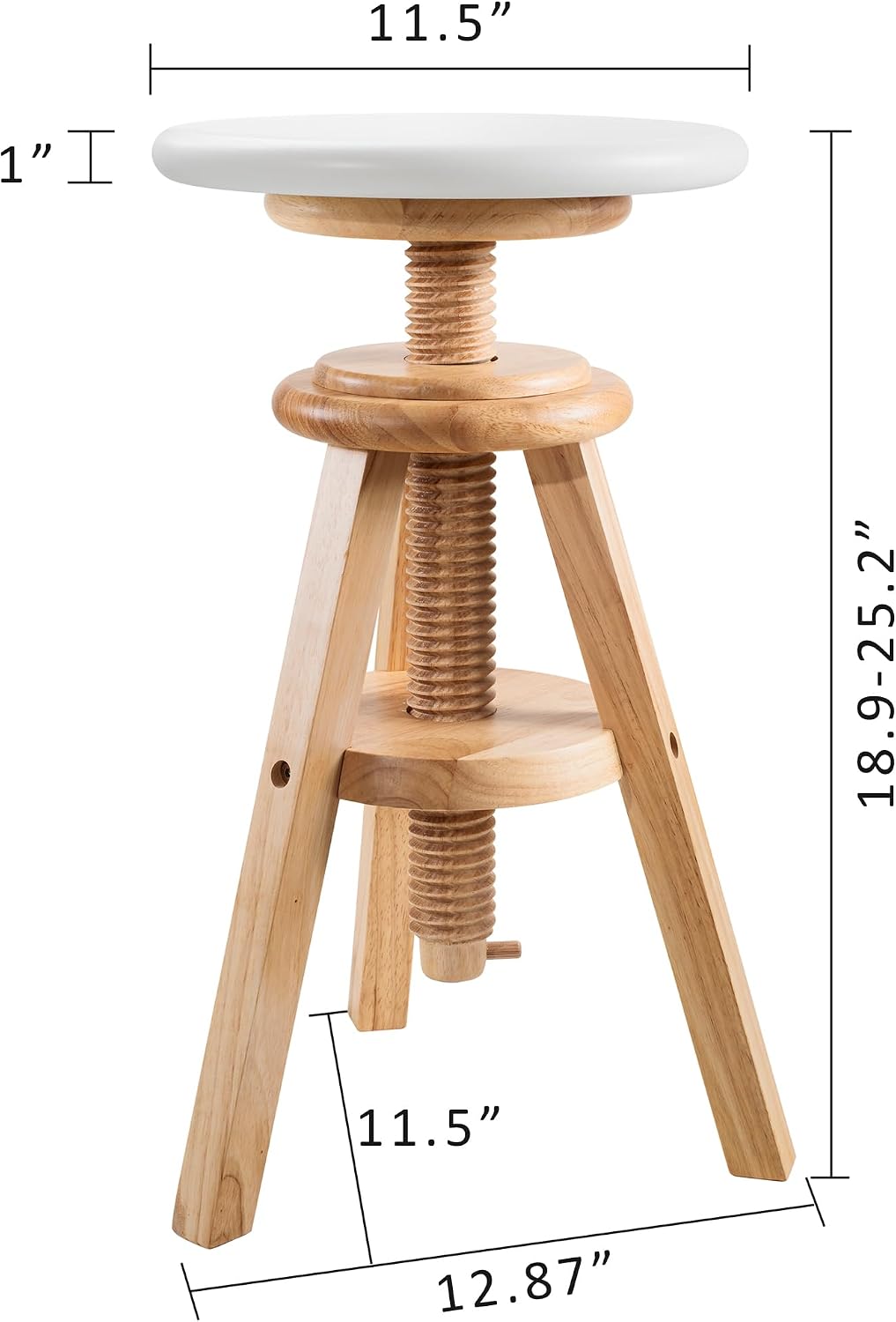 Swivel Solid Wood Adjustable Bar Stool, Natural