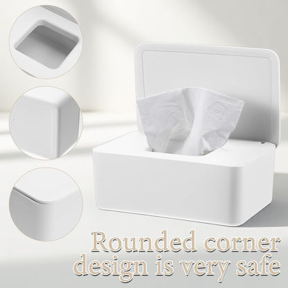 3 Pcs Wipes Dispenser, Refillable Wet Wipe Container with Lid 7.28 x 4.80 x 2.75 Inch Reusable Wipe Dispenser Holder for Bathroom, Kitchen, Bedroom, Living Room, Office, Car (Black, White, Gray)