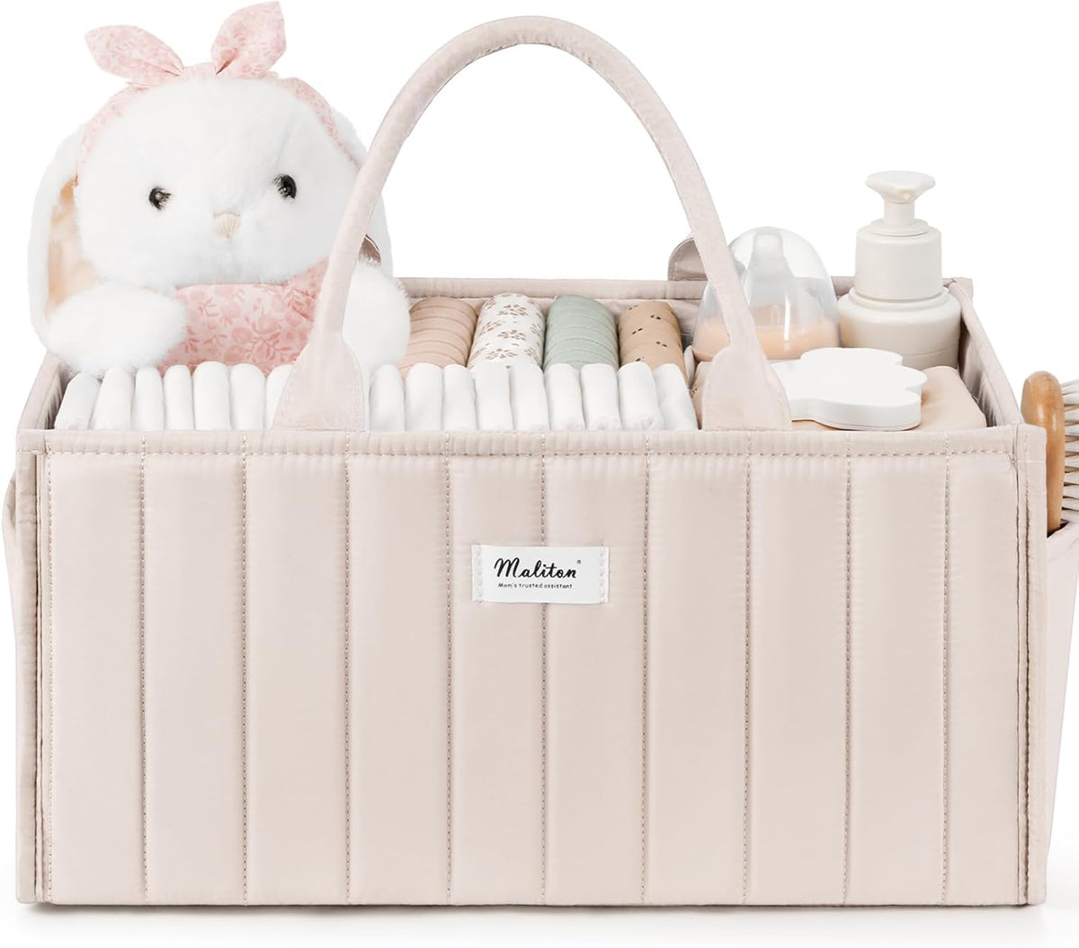 Baby Diaper Caddy Organizer for Changing Table, Brown