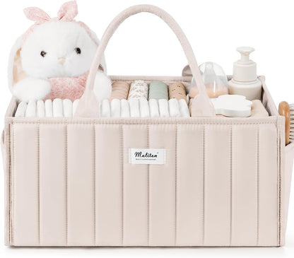 Baby Diaper Caddy Organizer for Changing Table, Brown