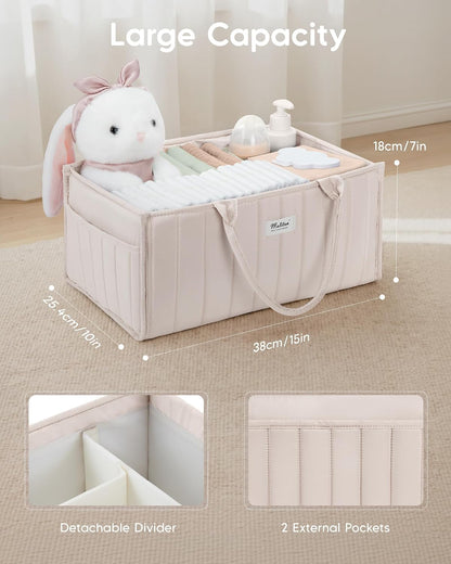 Baby Diaper Caddy Organizer for Changing Table, Brown
