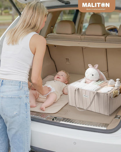 Baby Diaper Caddy Organizer for Changing Table, Brown