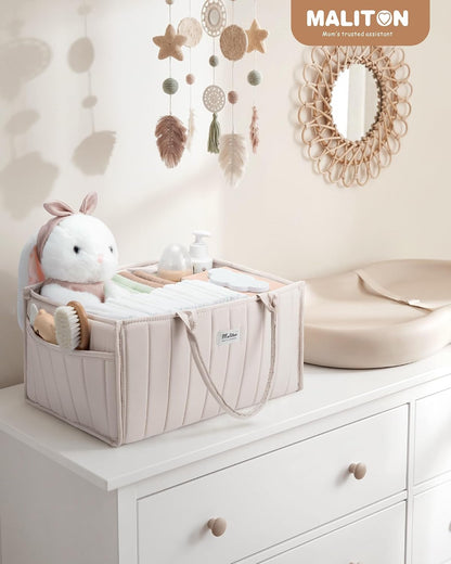 Baby Diaper Caddy Organizer for Changing Table, Brown