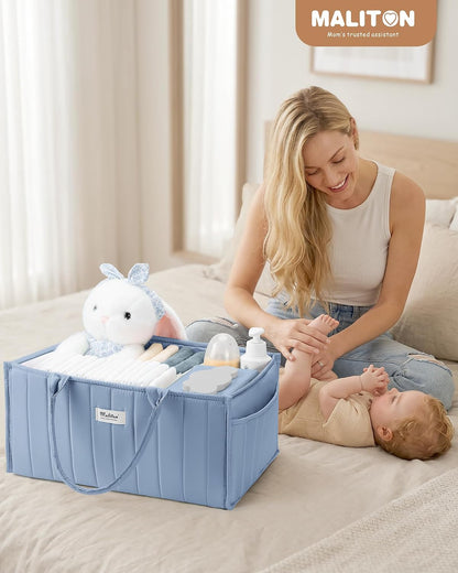 Baby Diaper Caddy Organizer for Changing Table, Brown