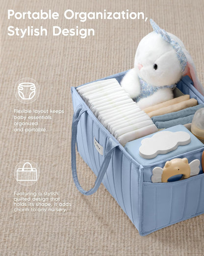 Baby Diaper Caddy Organizer for Changing Table, Brown