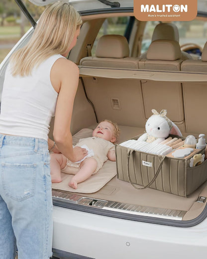 Baby Diaper Caddy Organizer for Changing Table, Brown
