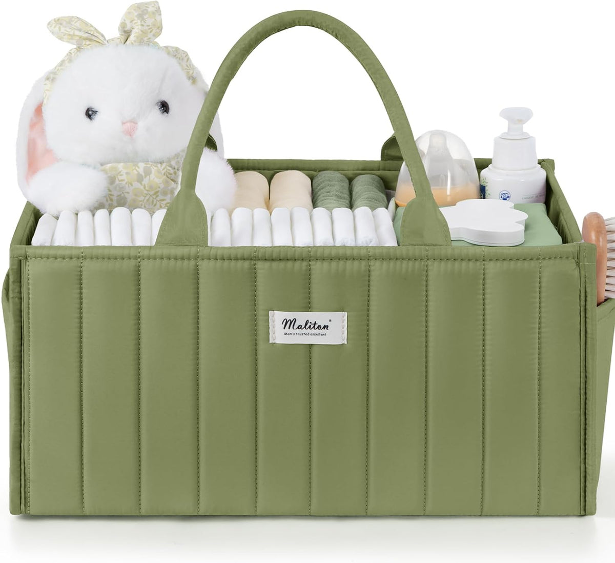 Baby Diaper Caddy Organizer for Changing Table, Brown