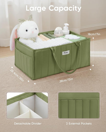 Baby Diaper Caddy Organizer for Changing Table, Brown