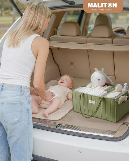 Baby Diaper Caddy Organizer for Changing Table, Brown
