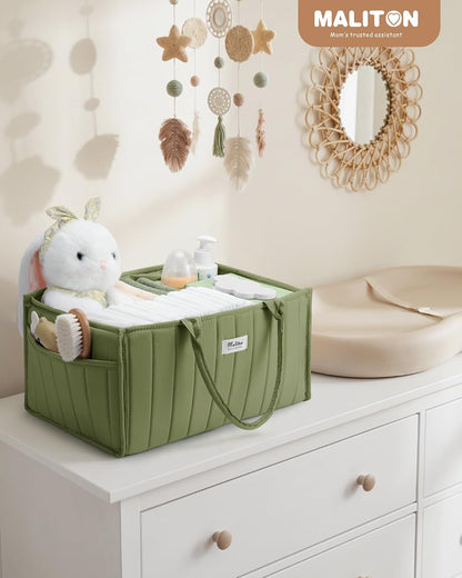 Baby Diaper Caddy Organizer for Changing Table, Brown