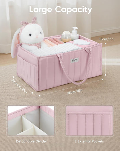 Baby Diaper Caddy Organizer for Changing Table, Brown