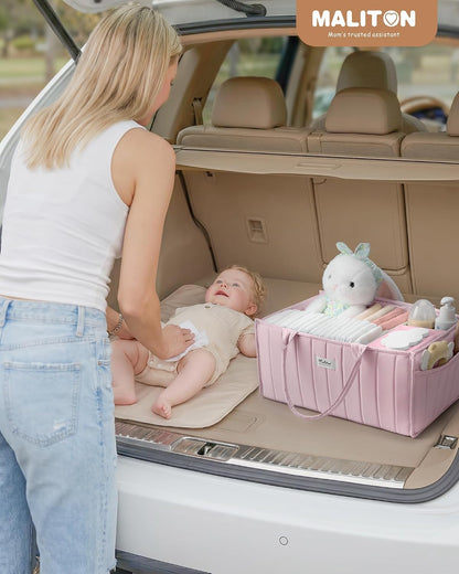 Baby Diaper Caddy Organizer for Changing Table, Brown