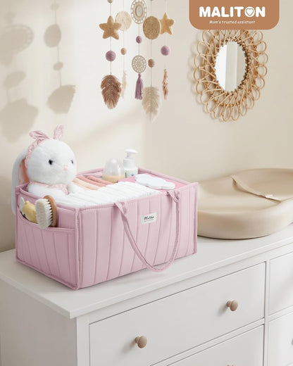 Baby Diaper Caddy Organizer for Changing Table, Brown
