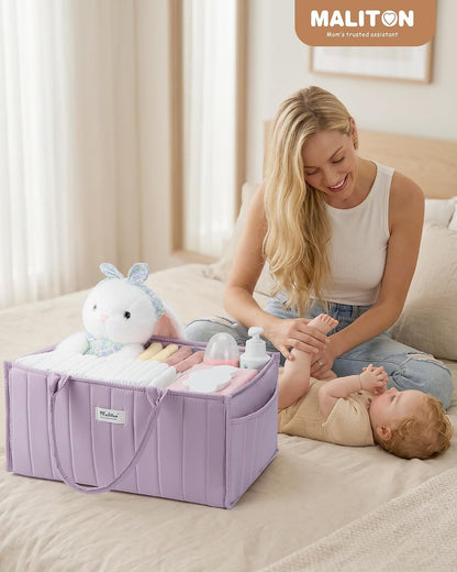 Baby Diaper Caddy Organizer for Changing Table, Brown