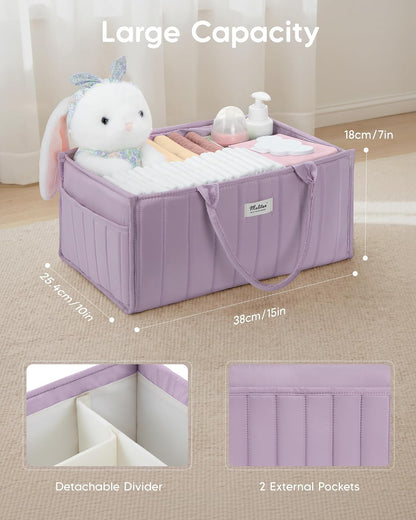 Baby Diaper Caddy Organizer for Changing Table, Brown