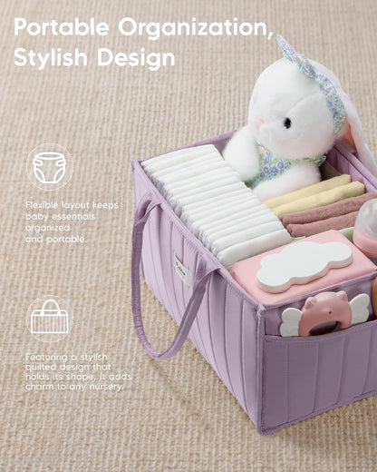 Baby Diaper Caddy Organizer for Changing Table, Brown