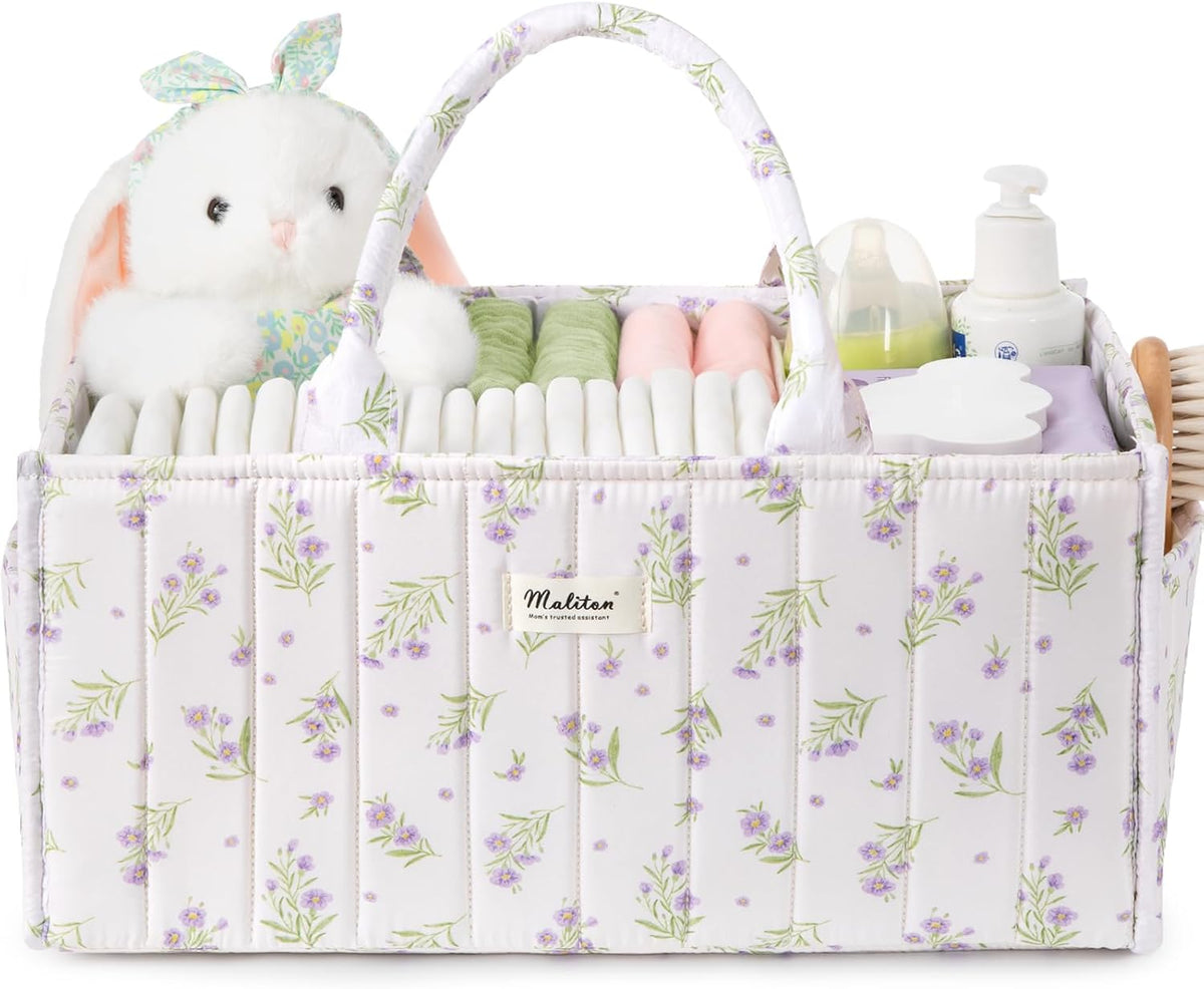 Baby Diaper Caddy Organizer for Changing Table, Brown