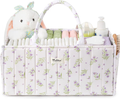 Baby Diaper Caddy Organizer for Changing Table, Brown