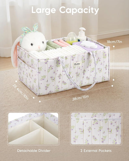 Baby Diaper Caddy Organizer for Changing Table, Brown