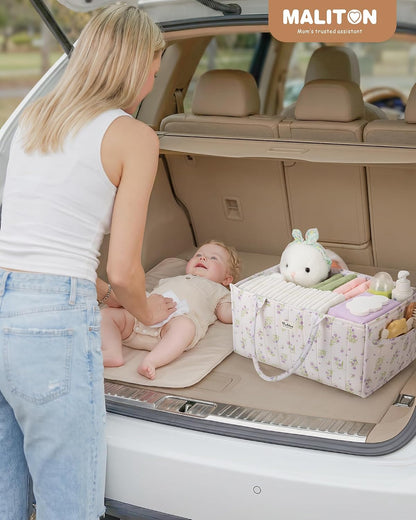 Baby Diaper Caddy Organizer for Changing Table, Brown