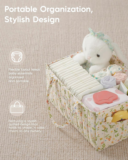 Baby Diaper Caddy Organizer for Changing Table, Brown