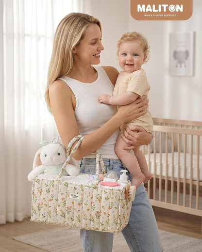 Baby Diaper Caddy Organizer for Changing Table, Brown