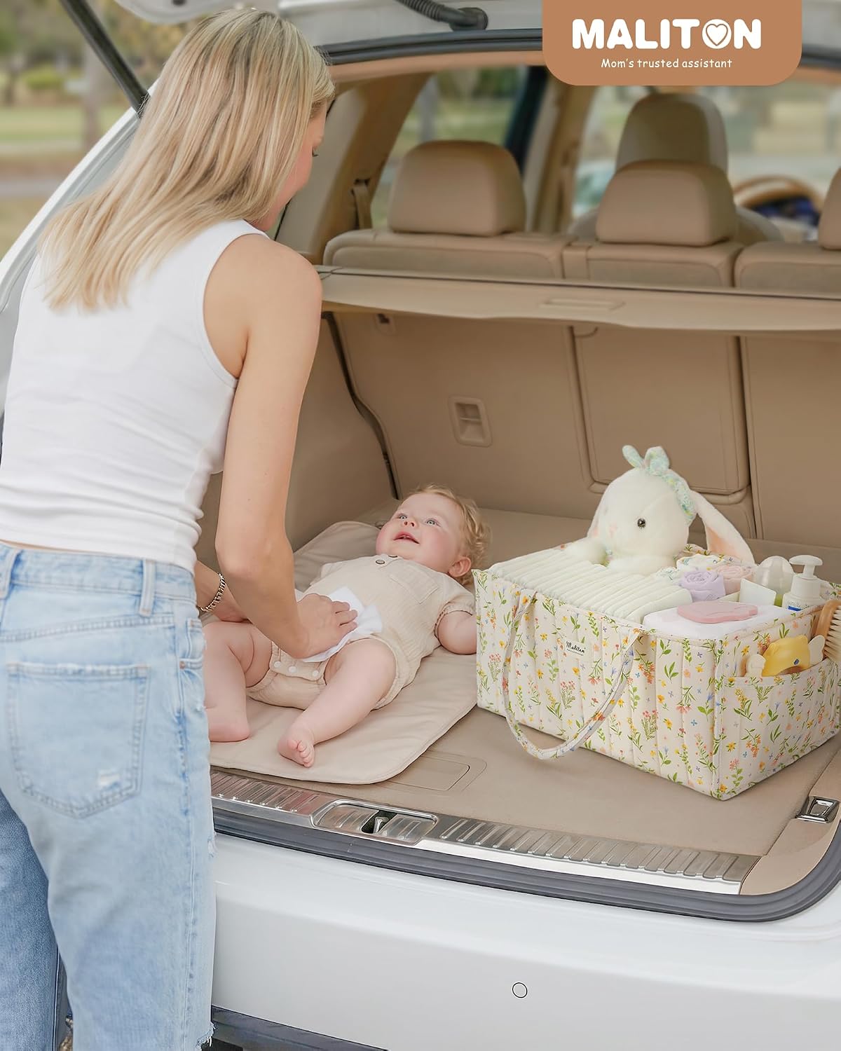 Baby Diaper Caddy Organizer for Changing Table, Brown
