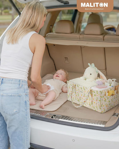 Baby Diaper Caddy Organizer for Changing Table, Brown