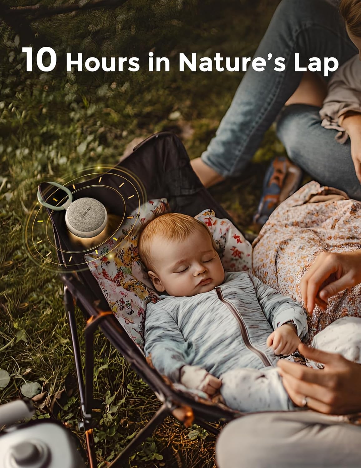 Portable Sound Machine with Night Light, White Noise Sound Machine for Baby, 20 Soothing Sounds, Sound Therapy, Long-Lasting Power, Timer, Clips on Stroller, Baby Shower Gifts