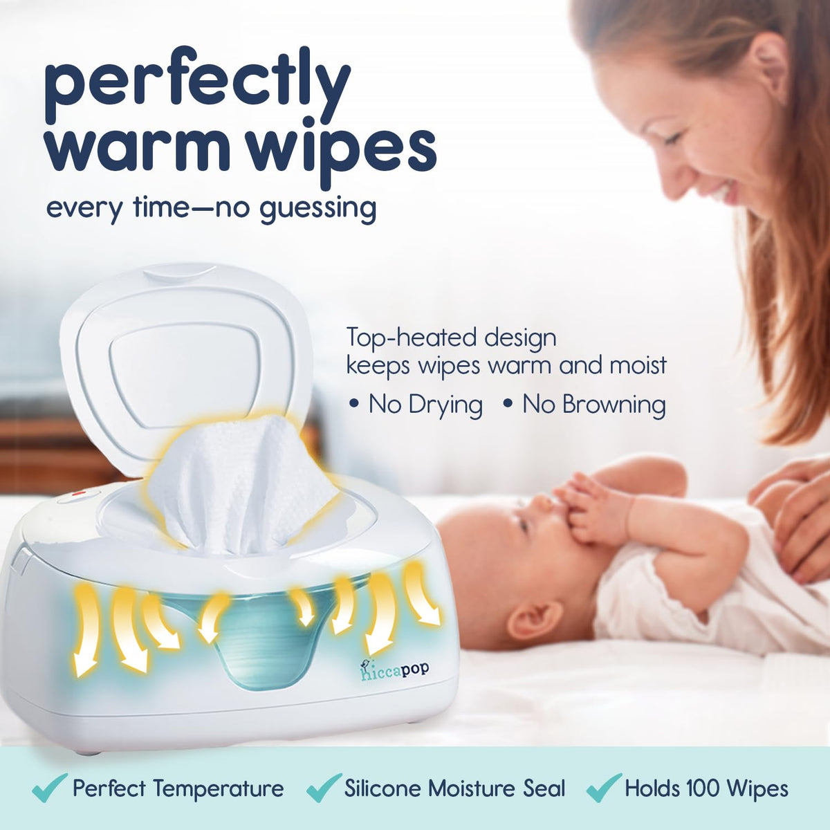 Baby Wipe Warmer and Wipes Dispenser, Diaper Wipe Warmer, White