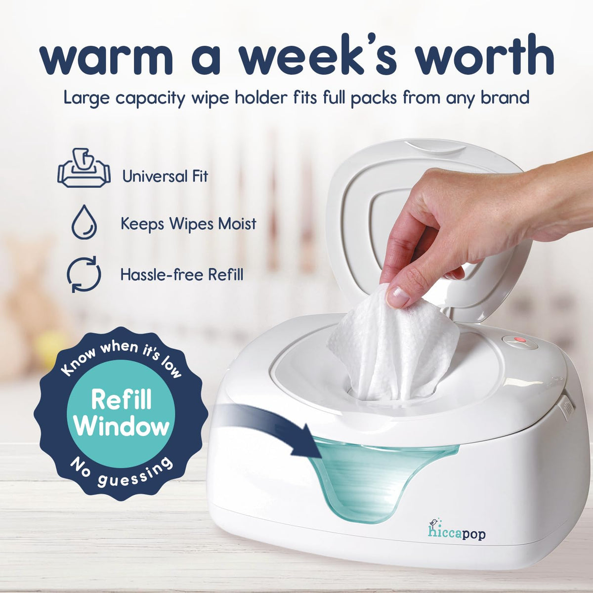 Baby Wipe Warmer and Wipes Dispenser, Diaper Wipe Warmer, White