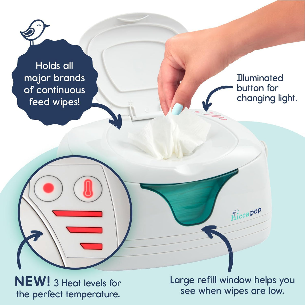Baby Wipe Warmer and Wipes Dispenser, Diaper Wipe Warmer, White