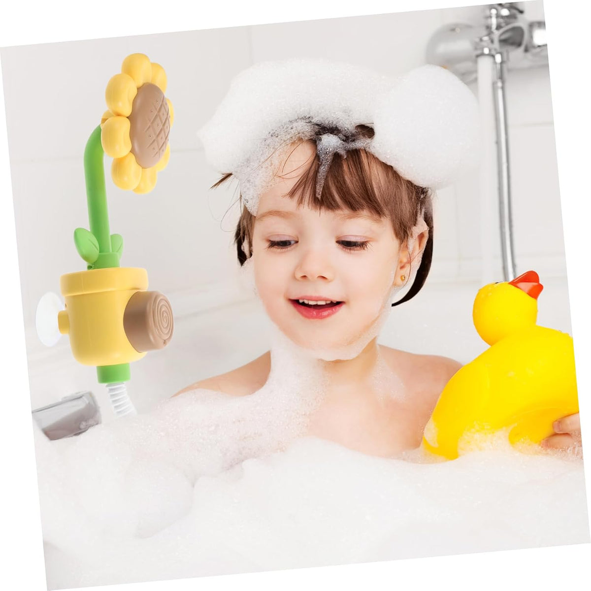 Bath Toys for Toddlers Sunflower Shower Head Bath Toy Newborn Friendly Soft Water Stream Easy to Clean