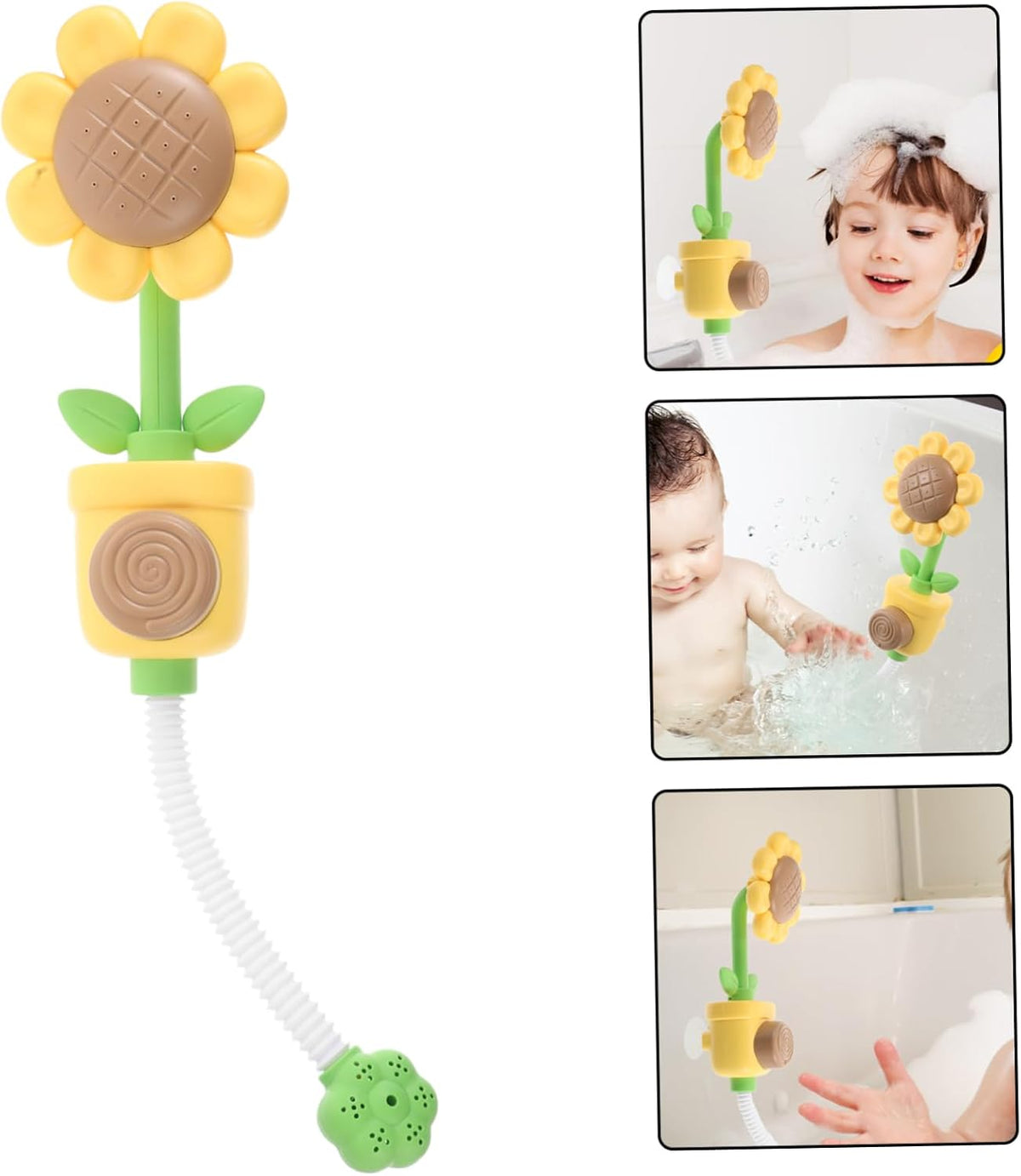 Bath Toys for Toddlers Sunflower Shower Head Bath Toy Newborn Friendly Soft Water Stream Easy to Clean