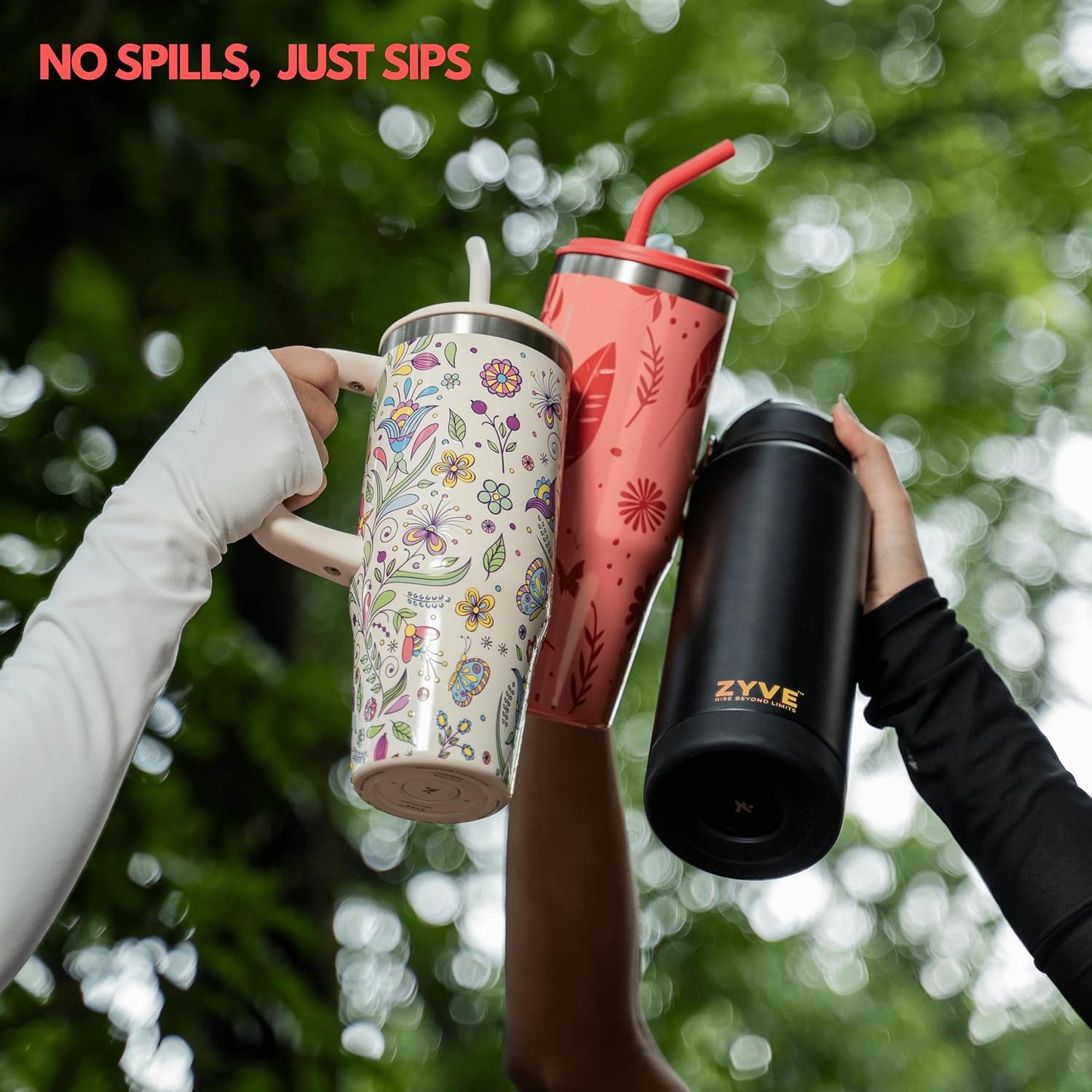 32 Oz Insulated Stainless Steel Tumbler with Handle and Straw lid | Limited Edition | Ceramic Lined Interior | Leak-proof | Travel Mug for Hot/Cold Drink | Carrying Bag Gift Noir-Oasis.