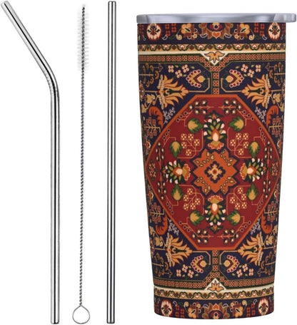 Botanical Print Floral Tumbler Coffee Mug with Lid Straw 20oz | Stainless Steel Insulated Tumblers Black Sage Green Spring Flower Plant Travel Mug Tea Wine Cup Water Bottle for Women Men