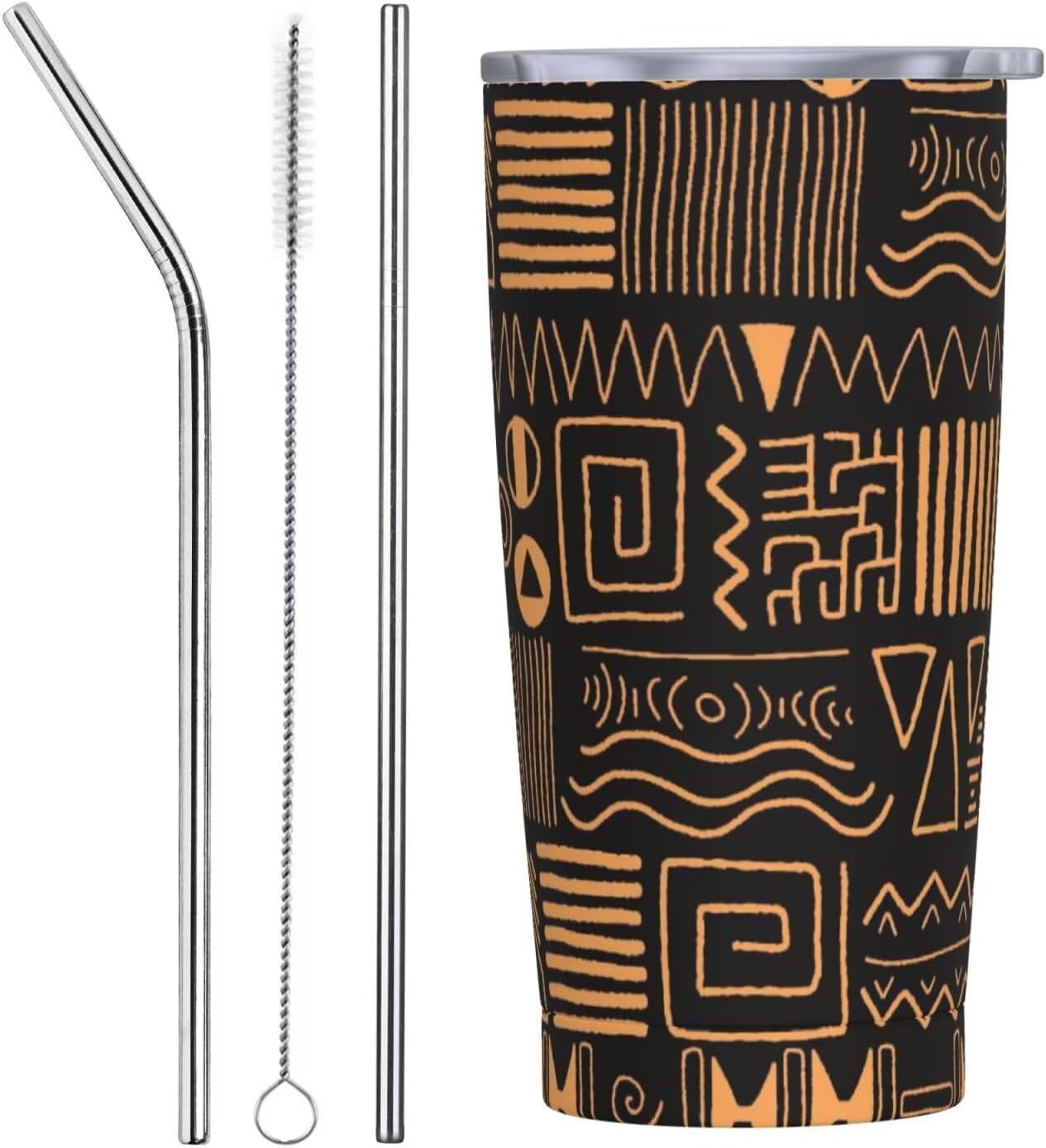 Botanical Print Floral Tumbler Coffee Mug with Lid Straw 20oz | Stainless Steel Insulated Tumblers Black Sage Green Spring Flower Plant Travel Mug Tea Wine Cup Water Bottle for Women Men