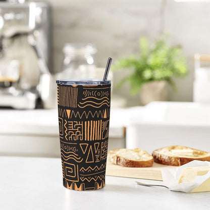 Botanical Print Floral Tumbler Coffee Mug with Lid Straw 20oz | Stainless Steel Insulated Tumblers Black Sage Green Spring Flower Plant Travel Mug Tea Wine Cup Water Bottle for Women Men