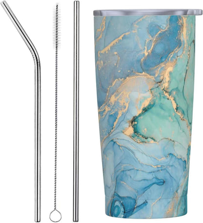 Botanical Print Floral Tumbler Coffee Mug with Lid Straw 20oz | Stainless Steel Insulated Tumblers Black Sage Green Spring Flower Plant Travel Mug Tea Wine Cup Water Bottle for Women Men