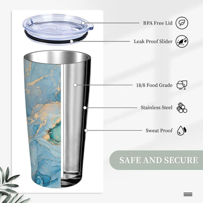 Botanical Print Floral Tumbler Coffee Mug with Lid Straw 20oz | Stainless Steel Insulated Tumblers Black Sage Green Spring Flower Plant Travel Mug Tea Wine Cup Water Bottle for Women Men