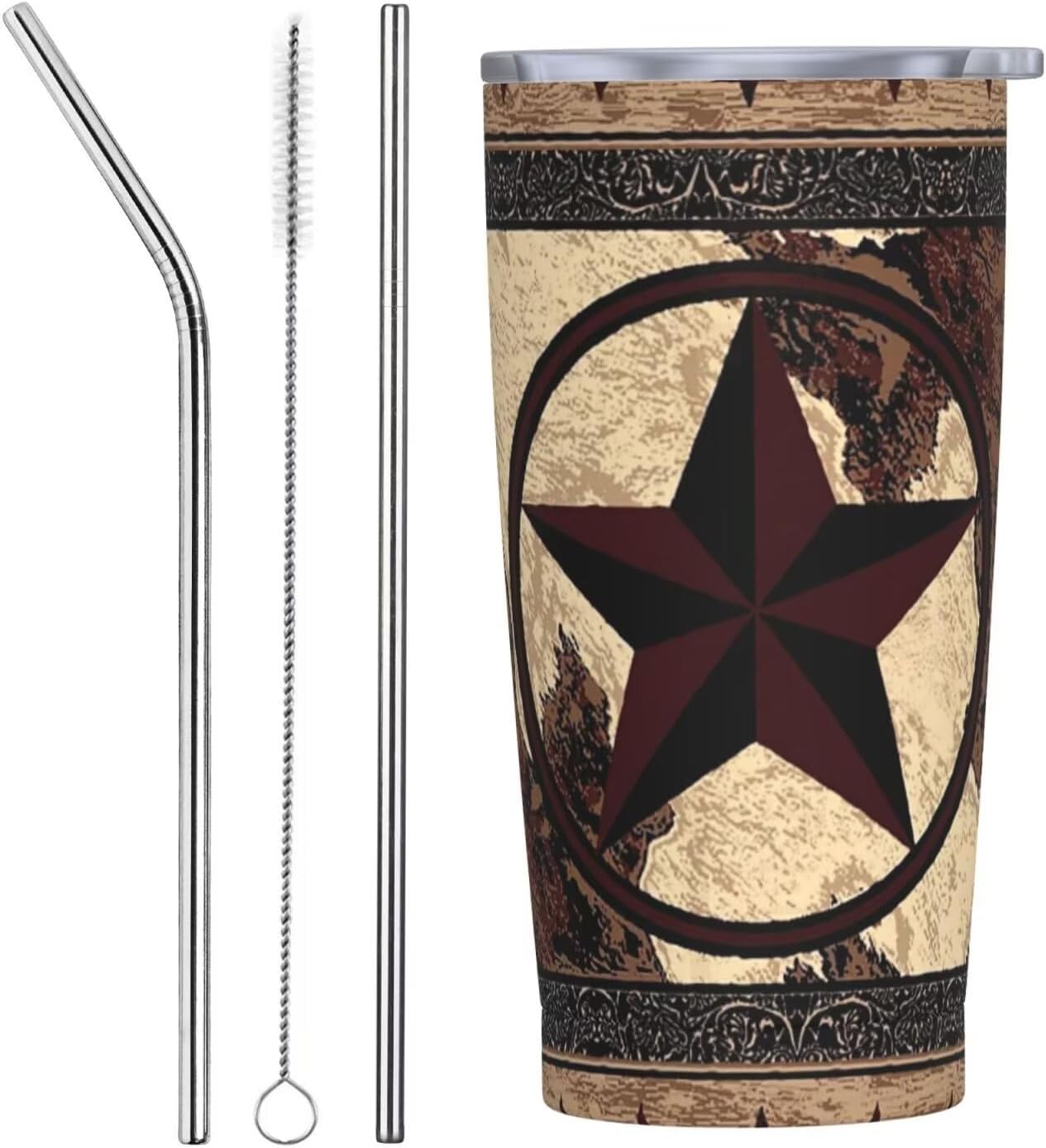Botanical Print Floral Tumbler Coffee Mug with Lid Straw 20oz | Stainless Steel Insulated Tumblers Black Sage Green Spring Flower Plant Travel Mug Tea Wine Cup Water Bottle for Women Men