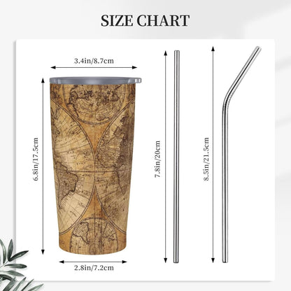 Botanical Print Floral Tumbler Coffee Mug with Lid Straw 20oz | Stainless Steel Insulated Tumblers Black Sage Green Spring Flower Plant Travel Mug Tea Wine Cup Water Bottle for Women Men