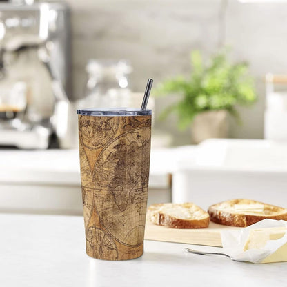 Botanical Print Floral Tumbler Coffee Mug with Lid Straw 20oz | Stainless Steel Insulated Tumblers Black Sage Green Spring Flower Plant Travel Mug Tea Wine Cup Water Bottle for Women Men