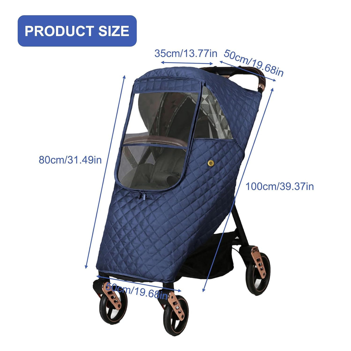 Universal Stroller Rain Cover Quilted, Winter Waterproof Windproof