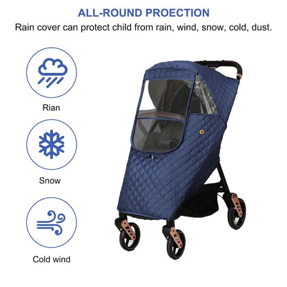 Universal Stroller Rain Cover Quilted, Winter Waterproof Windproof