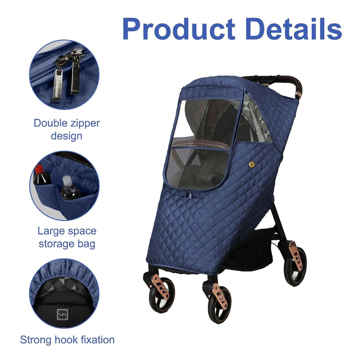 Universal Stroller Rain Cover Quilted, Winter Waterproof Windproof