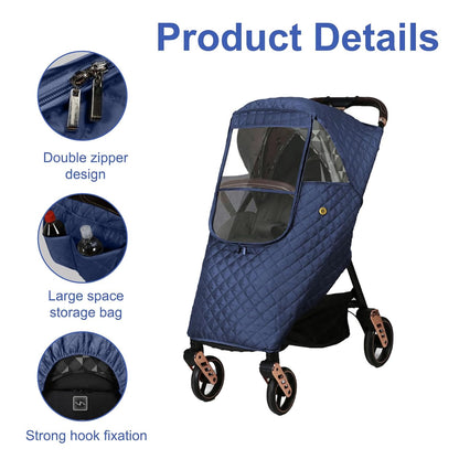 Universal Stroller Rain Cover Quilted, Winter Waterproof Windproof