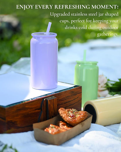 16 oz Tumbler, Insulated Tumbler with Straw, Iced Coffee Tumbler | Reusable Iced Coffee Cup with Lid and Straw, Stainless Steel Tumbler with Straw, Sky Blue, Textured Matte Finish