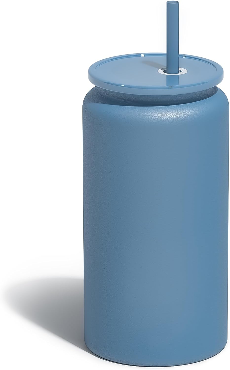 16 oz Tumbler, Insulated Tumbler with Straw, Iced Coffee Tumbler | Reusable Iced Coffee Cup with Lid and Straw, Stainless Steel Tumbler with Straw, Sky Blue, Textured Matte Finish